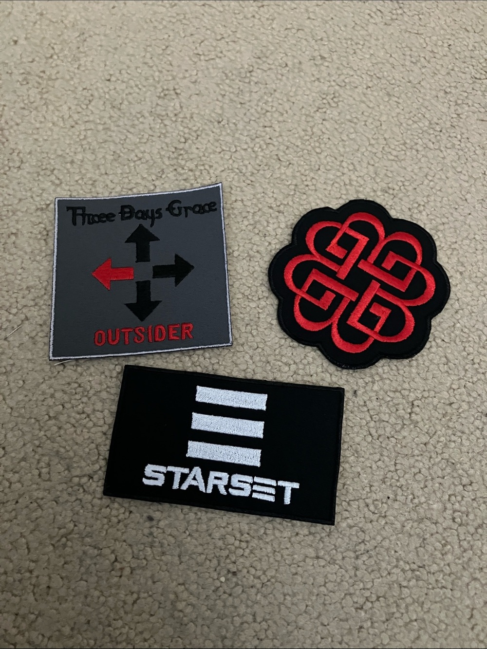 Iron on rock band patch bundle, Three Days Grace, Breaking Benjamin, Starset